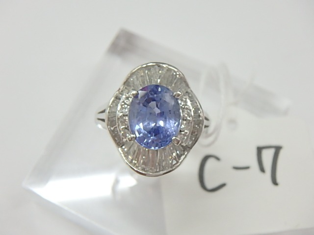 pt900 9.2g バイオレットサファイア2.64ct メレダイヤ0.91ct