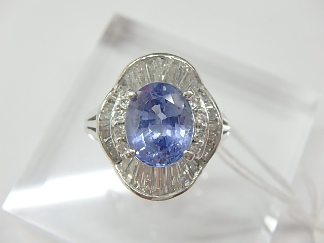 pt900 9.2g バイオレットサファイア2.64ct メレダイヤ0.91ct