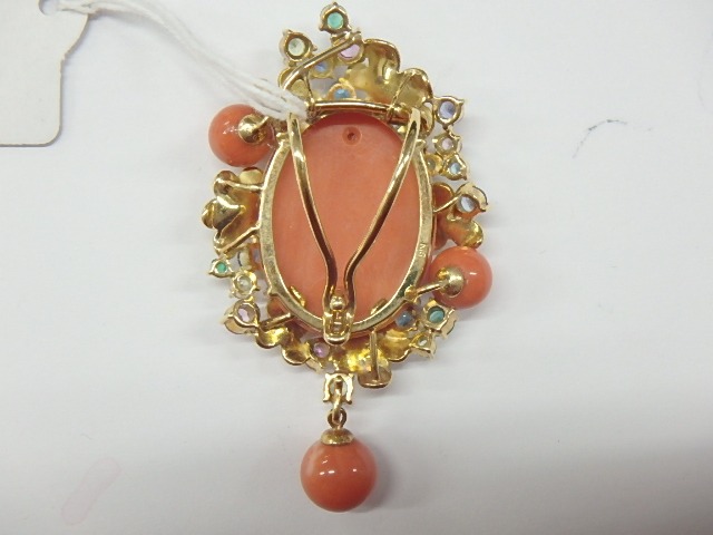 k18 サンゴブローチ 17.1g