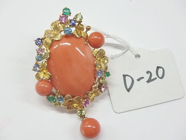 k18 サンゴブローチ 17.1g