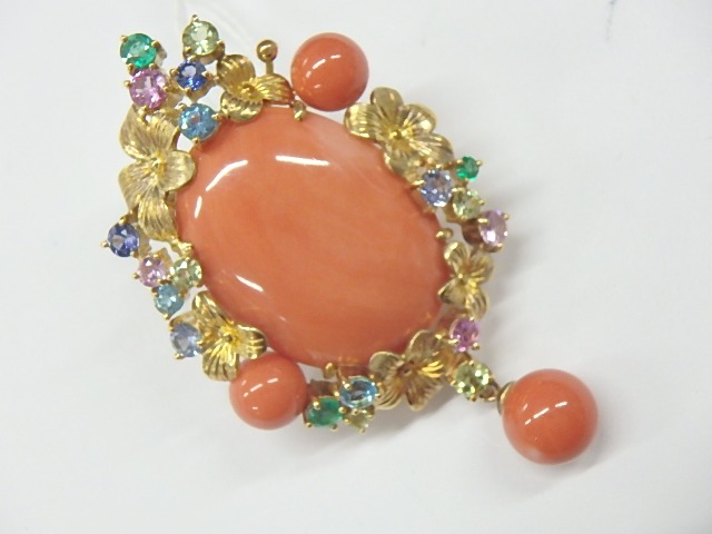 k18 サンゴブローチ 17.1g