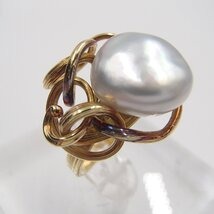 田崎真珠　パールリング　K18　750　約9.0g　丸玉12.8mm