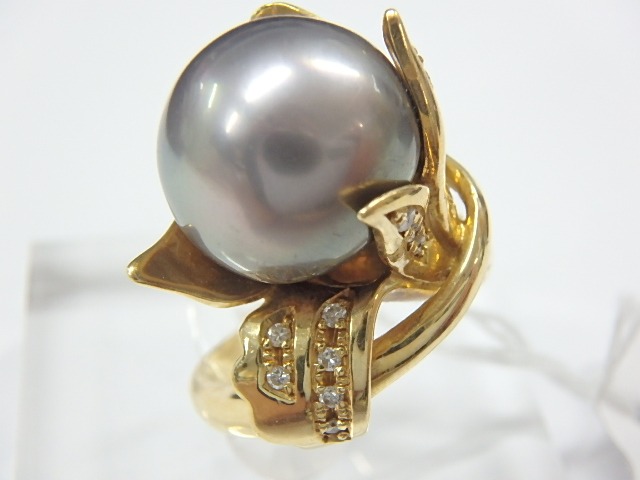 k18 南洋真珠 14.9g 13.35mm 0.16ct