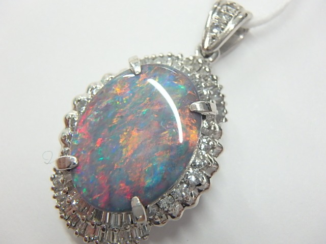 pt900 ﾌﾞﾗｯｸｵﾊﾟｰﾙ6.4g　 3.910ct 0.860ct