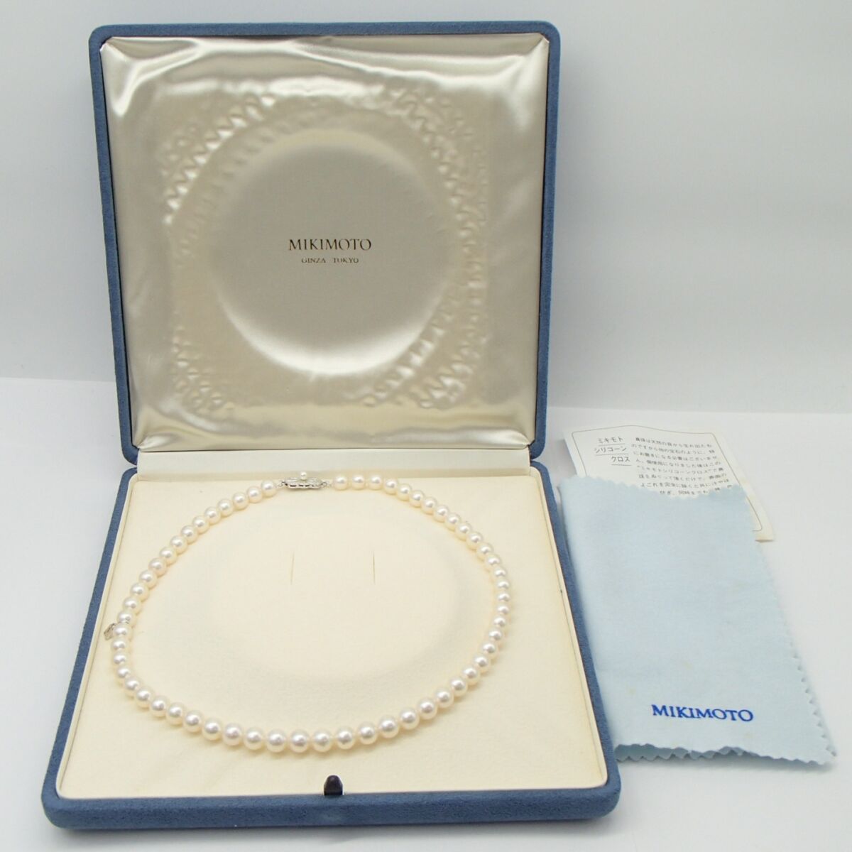 MIKIMOTO ミキモト パール ネックレス silver 約33g 丸玉7.2㎜ 真珠 アクセサリー 箱