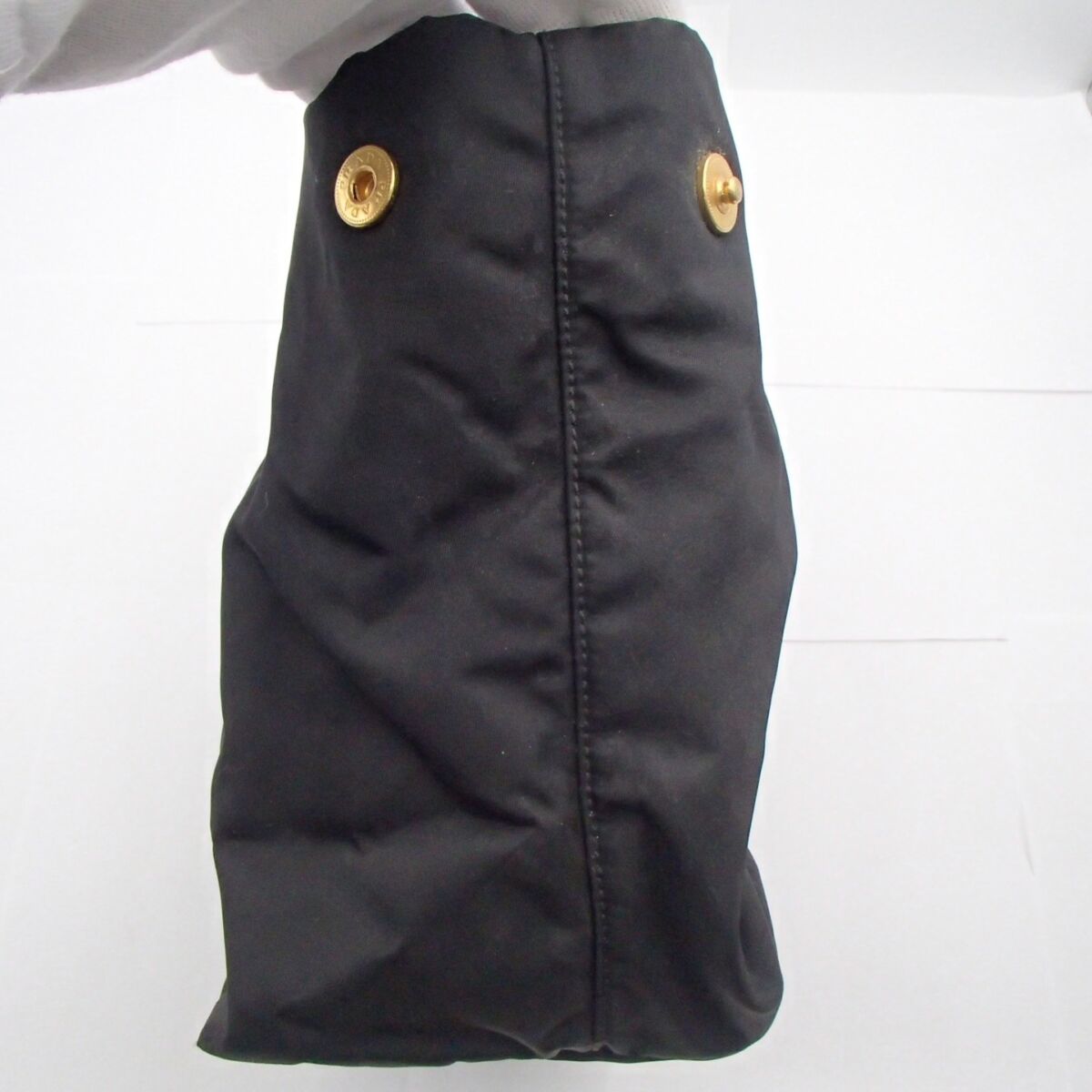 プラダ ハンドバッグ ゴールド金具 ブラック ナイロン リボン