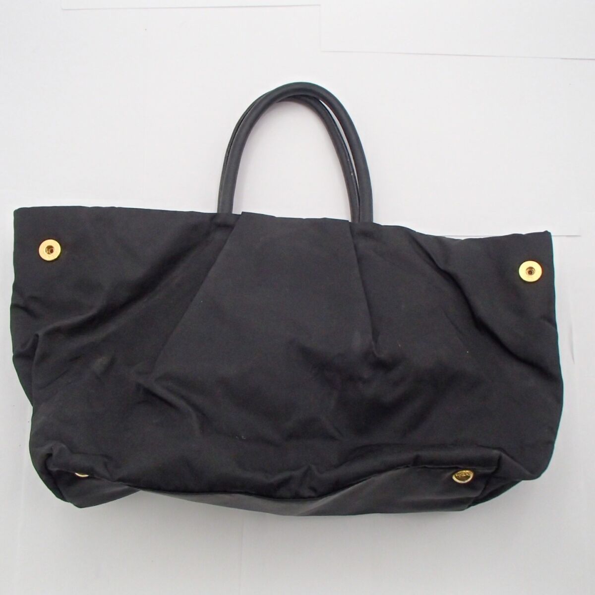 プラダ ハンドバッグ ゴールド金具 ブラック ナイロン リボン
