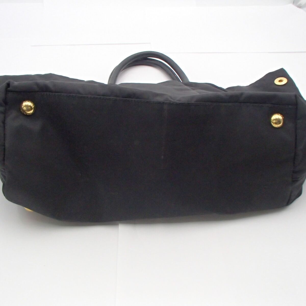 プラダ ハンドバッグ ゴールド金具 ブラック ナイロン リボン