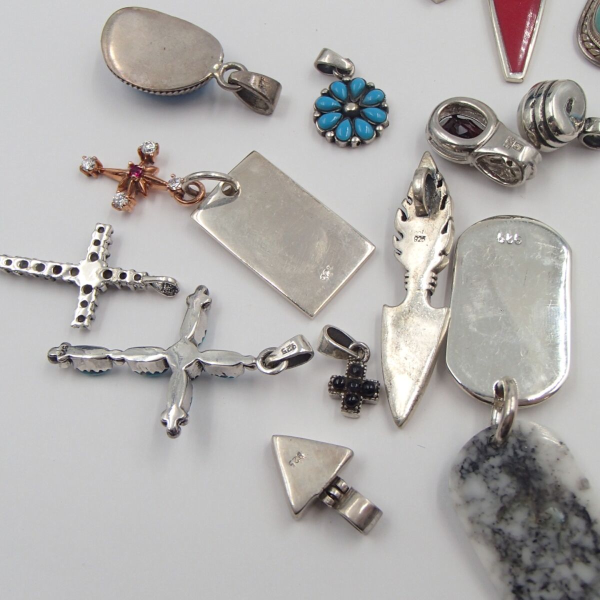 シルバーアクセサリー まとめ ネックレス ペンダント sv925 925 約171g色石 SILVER ターコイズ 十字架