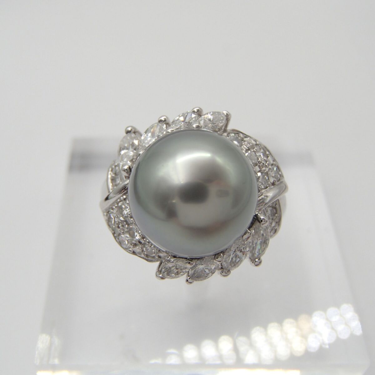 パール リング 指輪  Pt900 約10g D0.79ct 丸玉11㎜ダイヤ 真珠 パール アクセサリー 