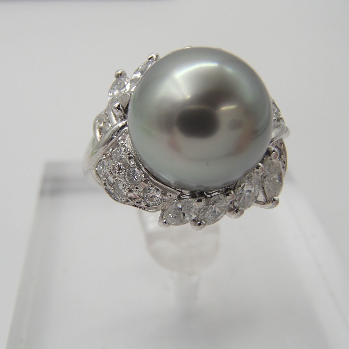 パール リング 指輪  Pt900 約10g D0.79ct 丸玉11㎜ダイヤ 真珠 パール アクセサリー 