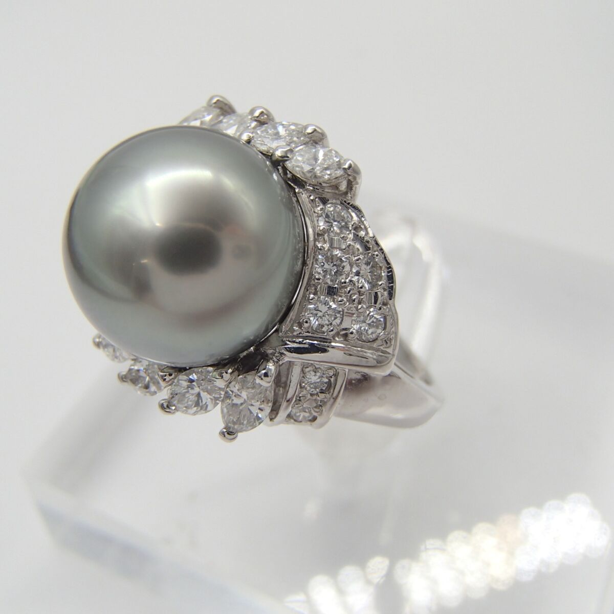 パール リング 指輪  Pt900 約10g D0.79ct 丸玉11㎜ダイヤ 真珠 パール アクセサリー 