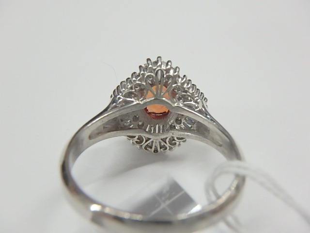 pt900  6.2g オレンジサファイア 0.94ct メレダイヤ  0.58ct