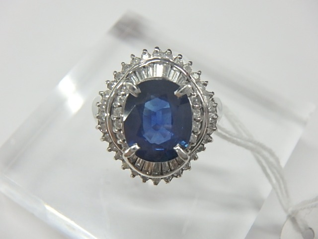 リング pt900 サファイア 7.6g 2.52ct 0.55ct