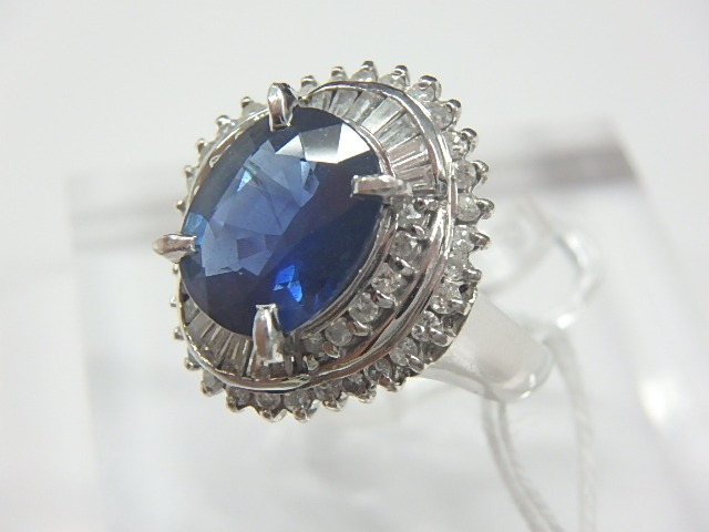 リング pt900 サファイア 7.6g 2.52ct 0.55ct