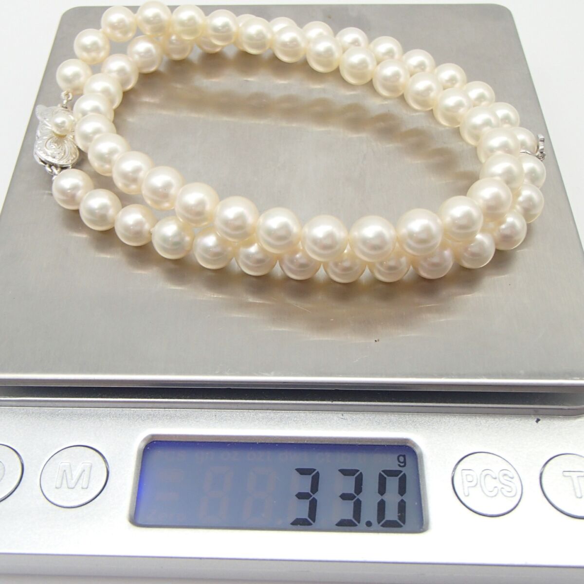 MIKIMOTO ミキモト パール ネックレス silver 約33g 丸玉7.2㎜ 真珠 アクセサリー 箱