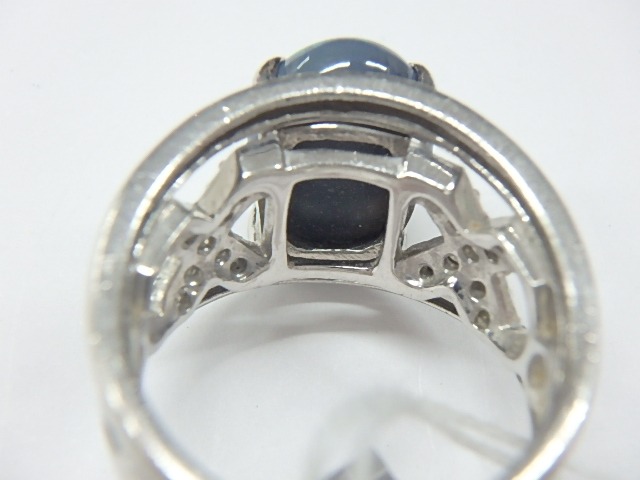 pt900 ブラックオパールリング 重量12.1g OP3.85ct D0.33ct