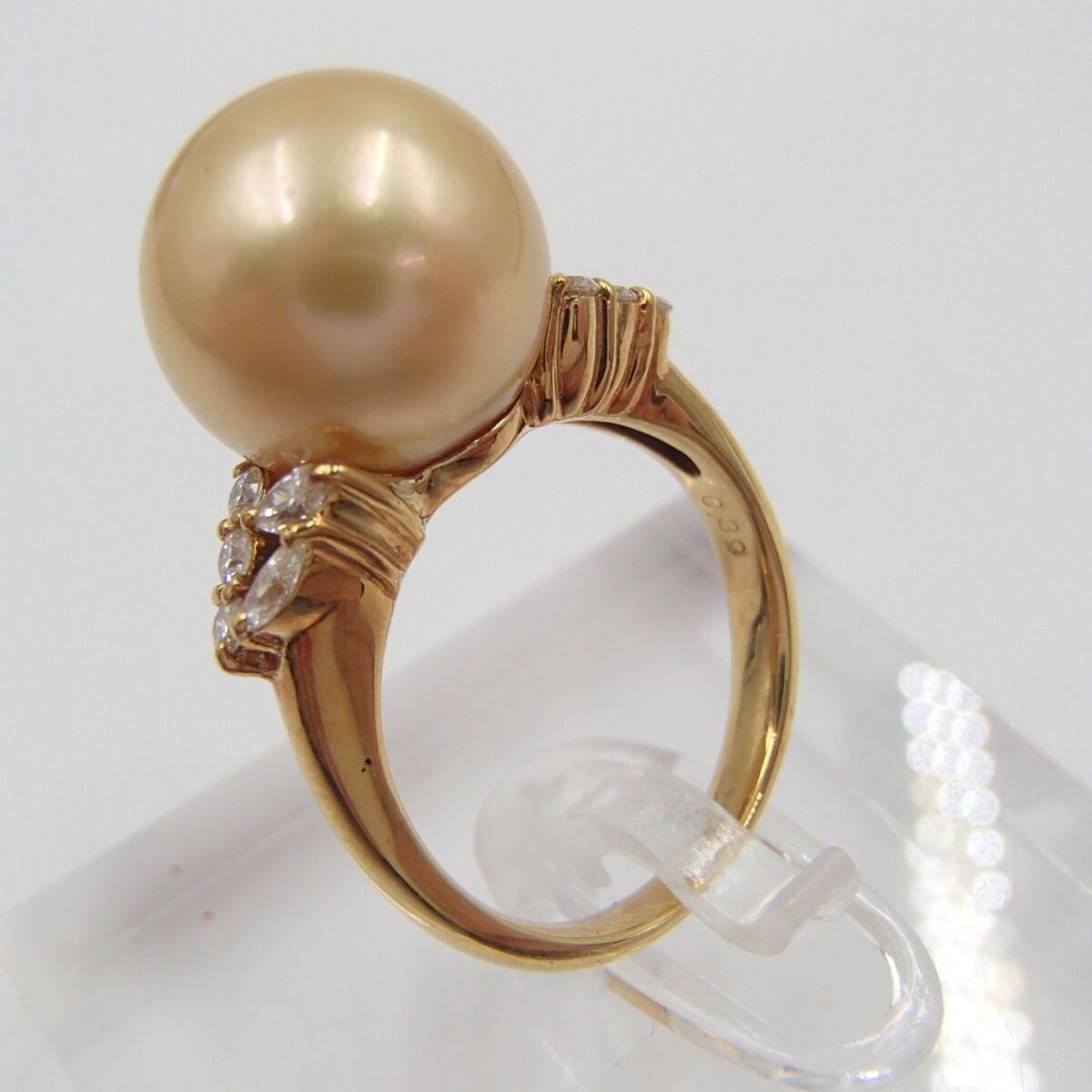 パール リング K18 750 重量約7.3g D0.39ct 丸玉12.3㎜メレダイヤ 真珠 アクセサリー 指輪