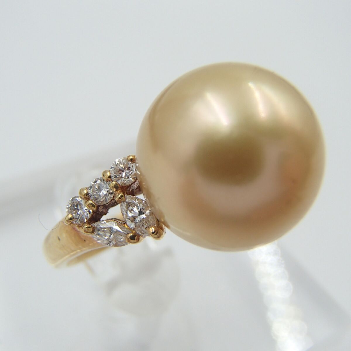 パール リング K18 750 重量約7.3g D0.39ct 丸玉12.3㎜メレダイヤ 真珠 アクセサリー 指輪