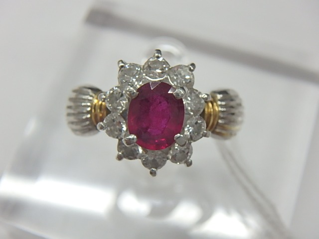 pt900 k18 ルビー 7.9g 0.75ct 0.65ct