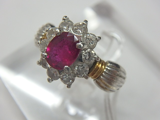 pt900 k18 ルビー 7.9g 0.75ct 0.65ct