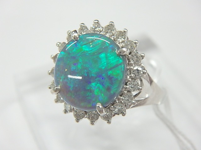 pt900 ブラックオパール 8.5g 3.69ct 0.44ct 77000