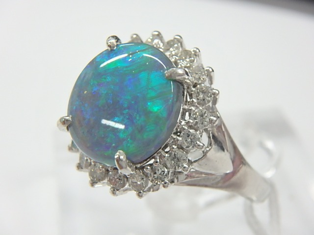 pt900 ブラックオパール 8.5g 3.69ct 0.44ct 77000