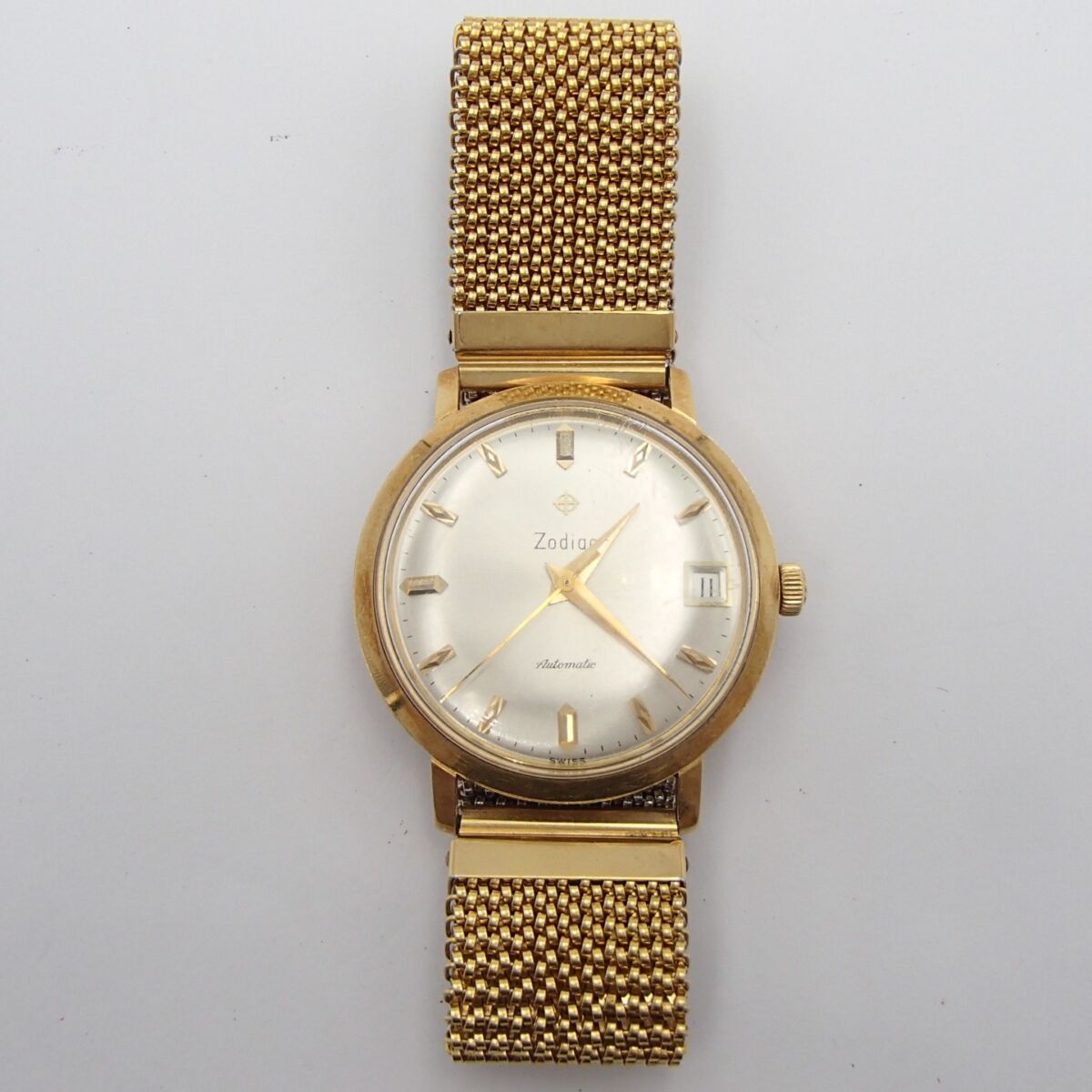 ゾディアック 裏蓋18K - 750 自動巻 オートマチック 腕時計 メンズ ゴールドカラー文字盤 社外ブレス 7139