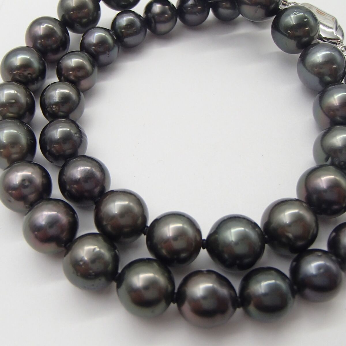 黒蝶パール ネックレスsilver 約50.9g丸玉10.3㎜ 真珠 アクセサリー 鑑別書 黒パール