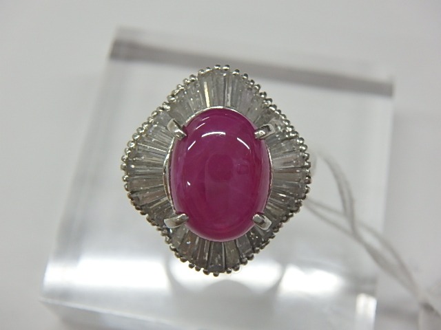 pt900 スターサファイア 計9.7g メイン石4.25ct 脇石1.383ct