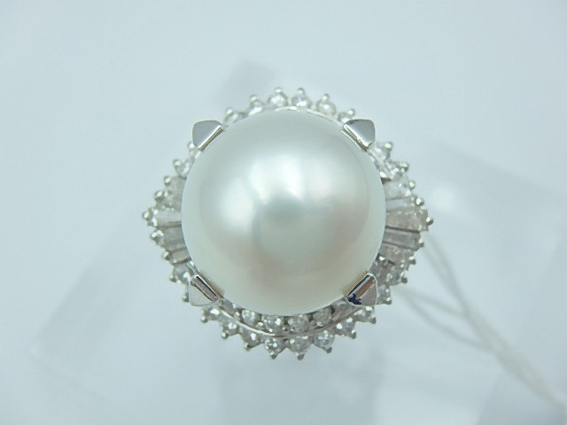 Pt900 パール13.5mm D0.82ct リング 16.2g