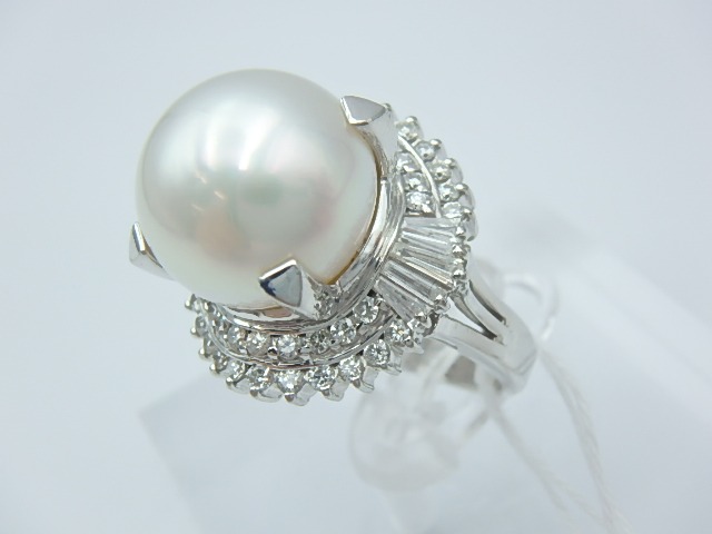 Pt900 パール13.5mm D0.82ct リング 16.2g