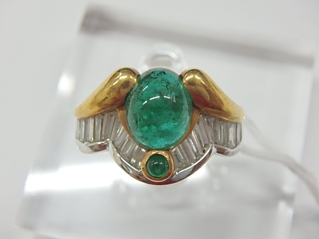 k18 pt900 エメ 10.3g 1.93ct 0.89ct 0.11ct