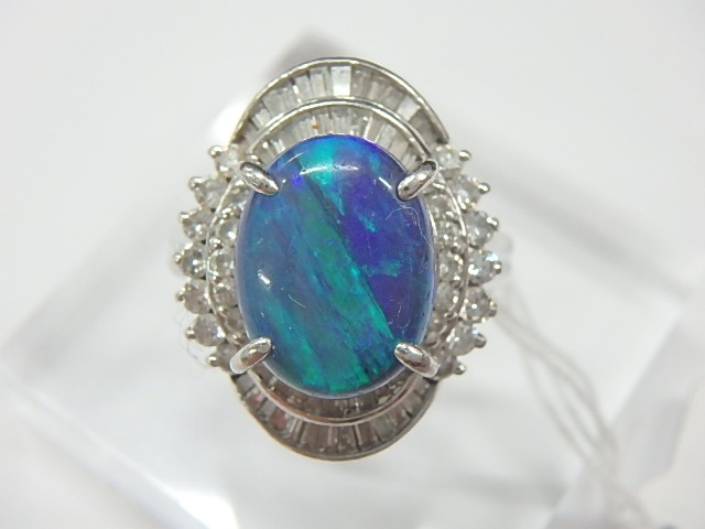 pt900 ﾌﾞﾗｯｸｵﾊﾟｰﾙ 13.4g 4.61ct 1.11ct 