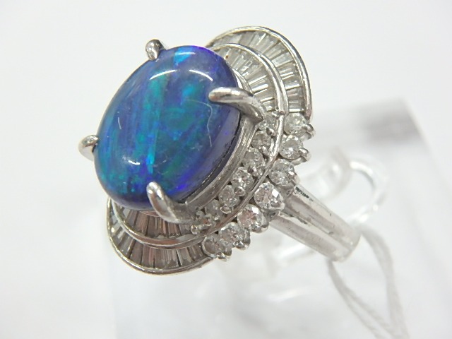 pt900 ﾌﾞﾗｯｸｵﾊﾟｰﾙ 13.4g 4.61ct 1.11ct 