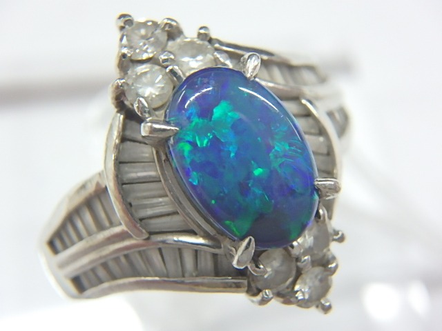 pt900 ブラックオパール 9.8g 1.06ct 0.8ct