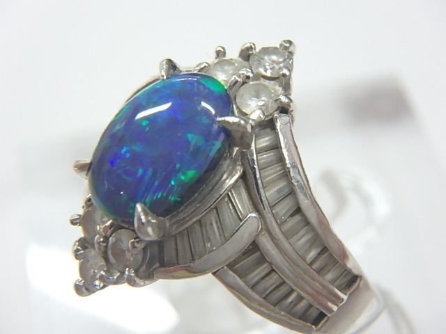 pt900 ブラックオパール 9.8g 1.06ct 0.8ct