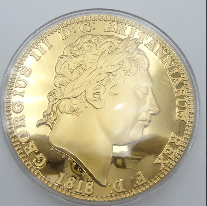 クラウン銀貨メダル フランクリンミント  純金仕上げ 重量 約400g ※ケース含む  メダル コイン 金 純金 銀貨 硬貨