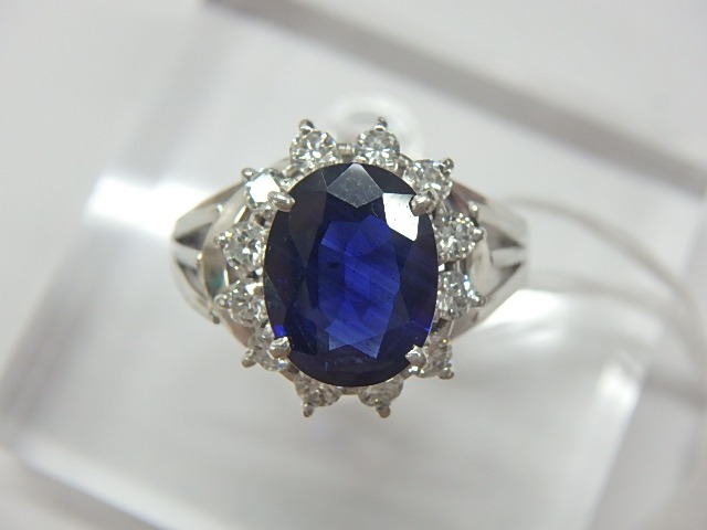 pt900 サファイア7.7g 0.75ct 0.35ct