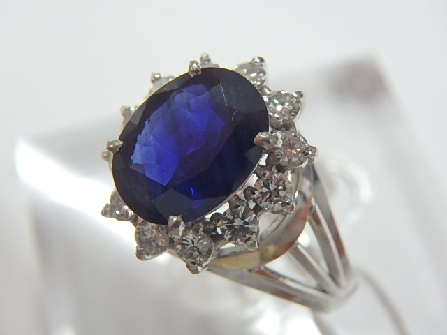 pt900 サファイア7.7g 0.75ct 0.35ct