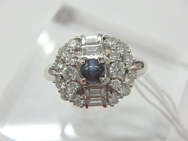 Pt900　アレキキャッツリング　8.6g　0.41ct　0.75ct