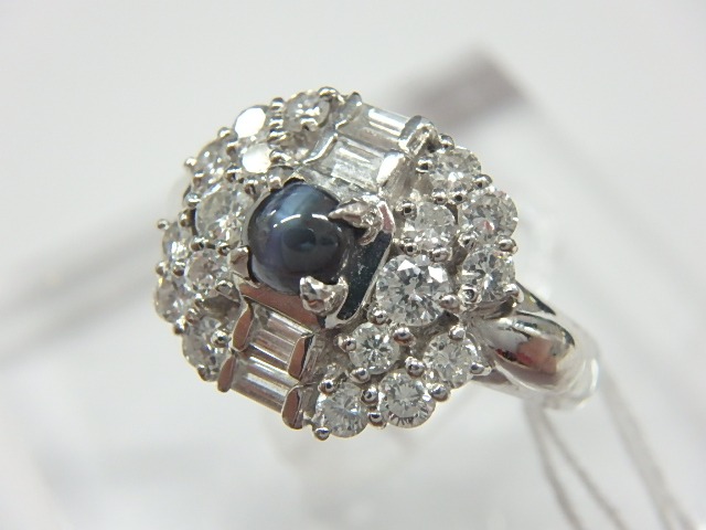 Pt900　アレキキャッツリング　8.6g　0.41ct　0.75ct