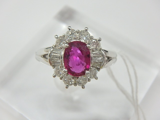 Pt900　ルビー/ダイヤリング　7.6g　1.10ct　0.69ct