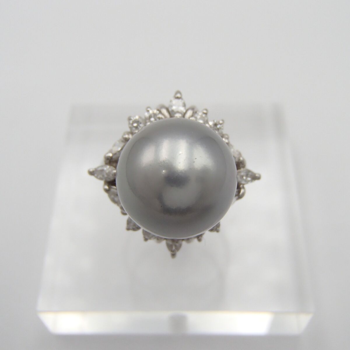 パール　ダイヤモンド　リング　指輪　品質保証書付　約10.2g  0.55ct  pt850      真珠