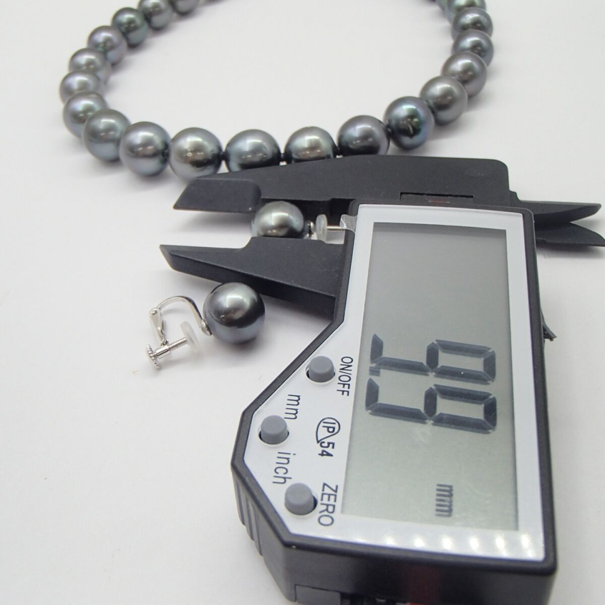 黒蝶パール ネックレス イヤリングsilver 約50.9g WGK14 約4.6g丸玉10.5㎜ 9.9㎜ 真珠 アクセサリー 鑑別書 黒パール