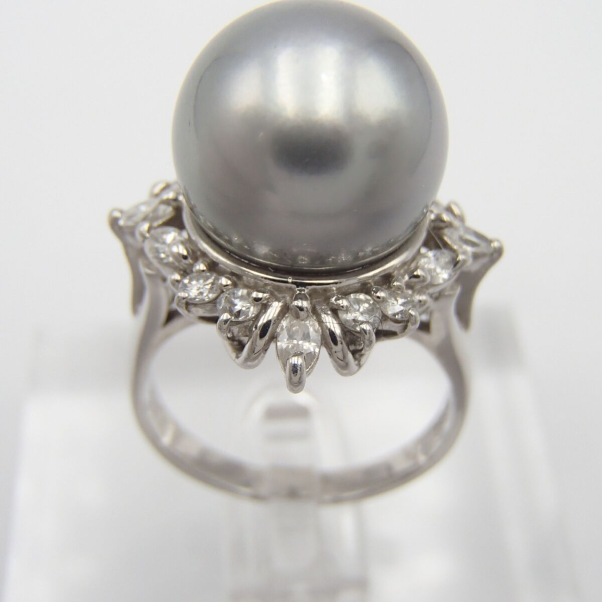 パール　ダイヤモンド　リング　指輪　品質保証書付　約10.2g  0.55ct  pt850      真珠