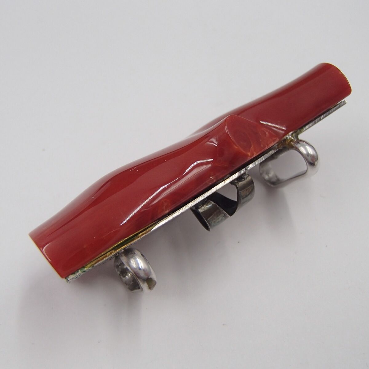 赤珊瑚 帯留め ブローチ