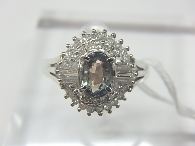 pt900リング 5.2gアレキサンドライト 0.51ctダイヤモンド計 0.43ct
