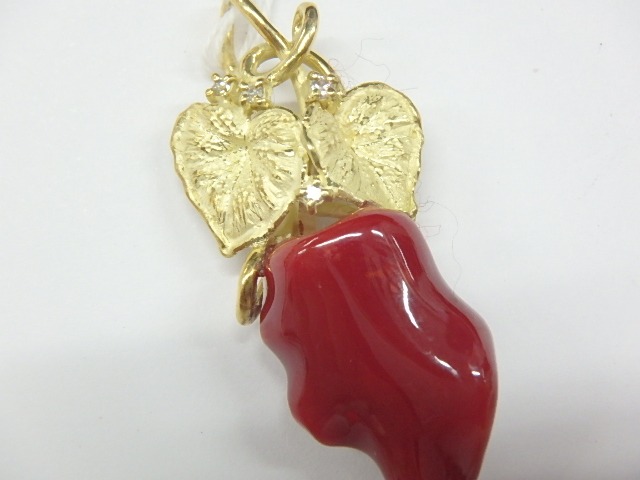 k18 サンゴ 9.8g 0.03ct 