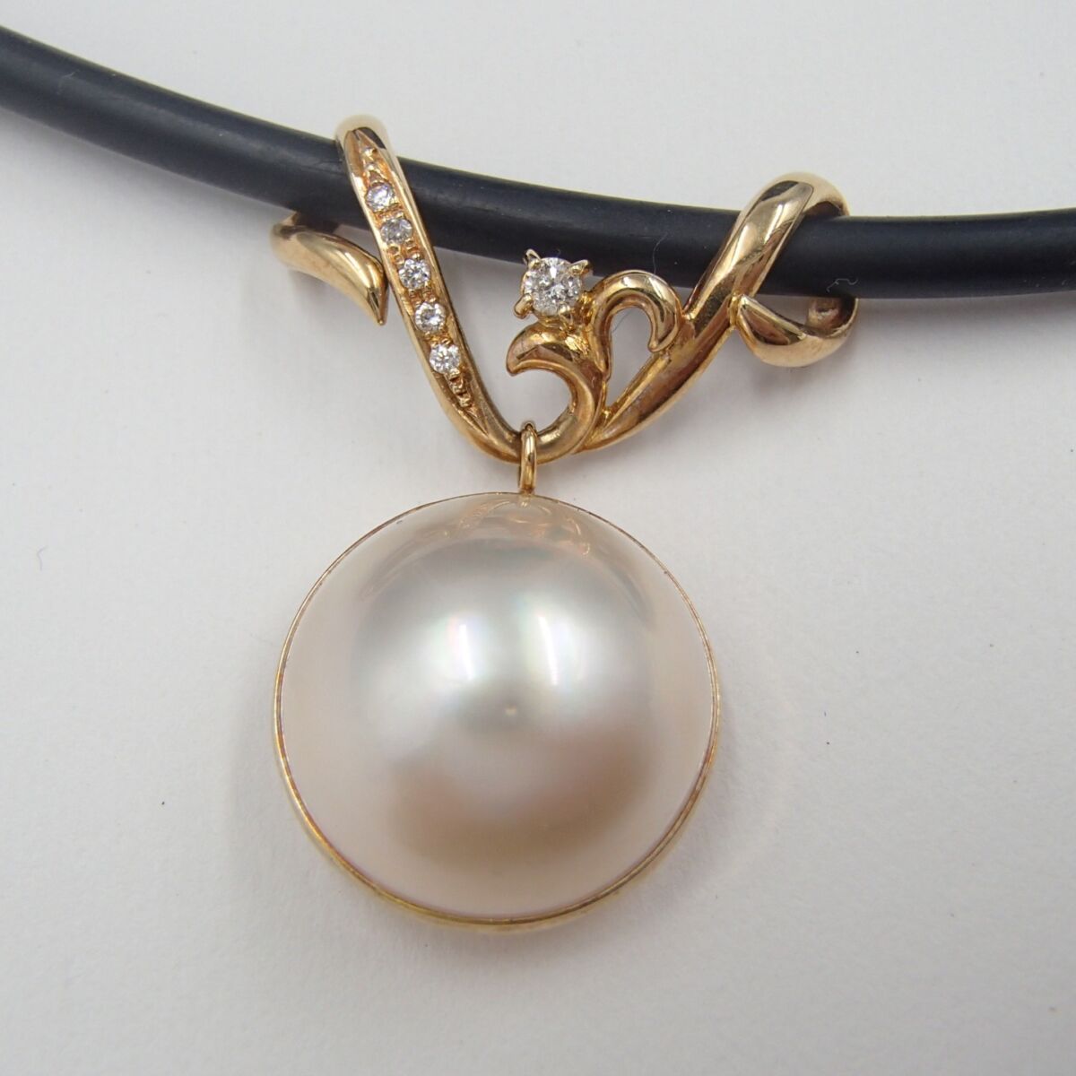 真珠 パール ネックレス  K18 750 D0.08ct 約20.8g  真珠 アクセサリー